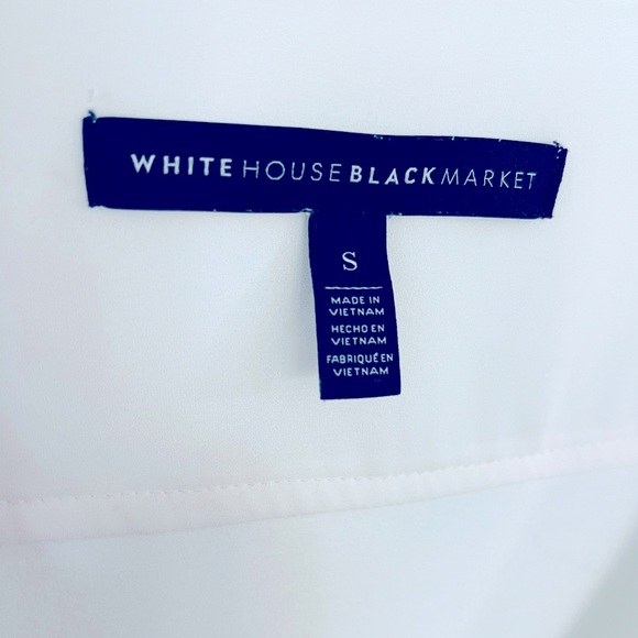 creamy white fluid good quality v neck button front tab sleeve, professional top - Picture 3 of 16